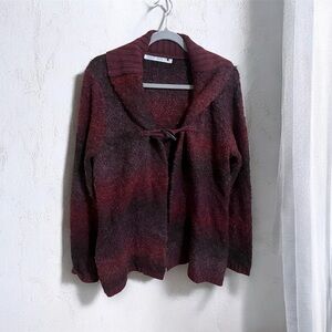 Woolrich Burgundy Boucle Wool Blend Sweater Cardigan Size Large